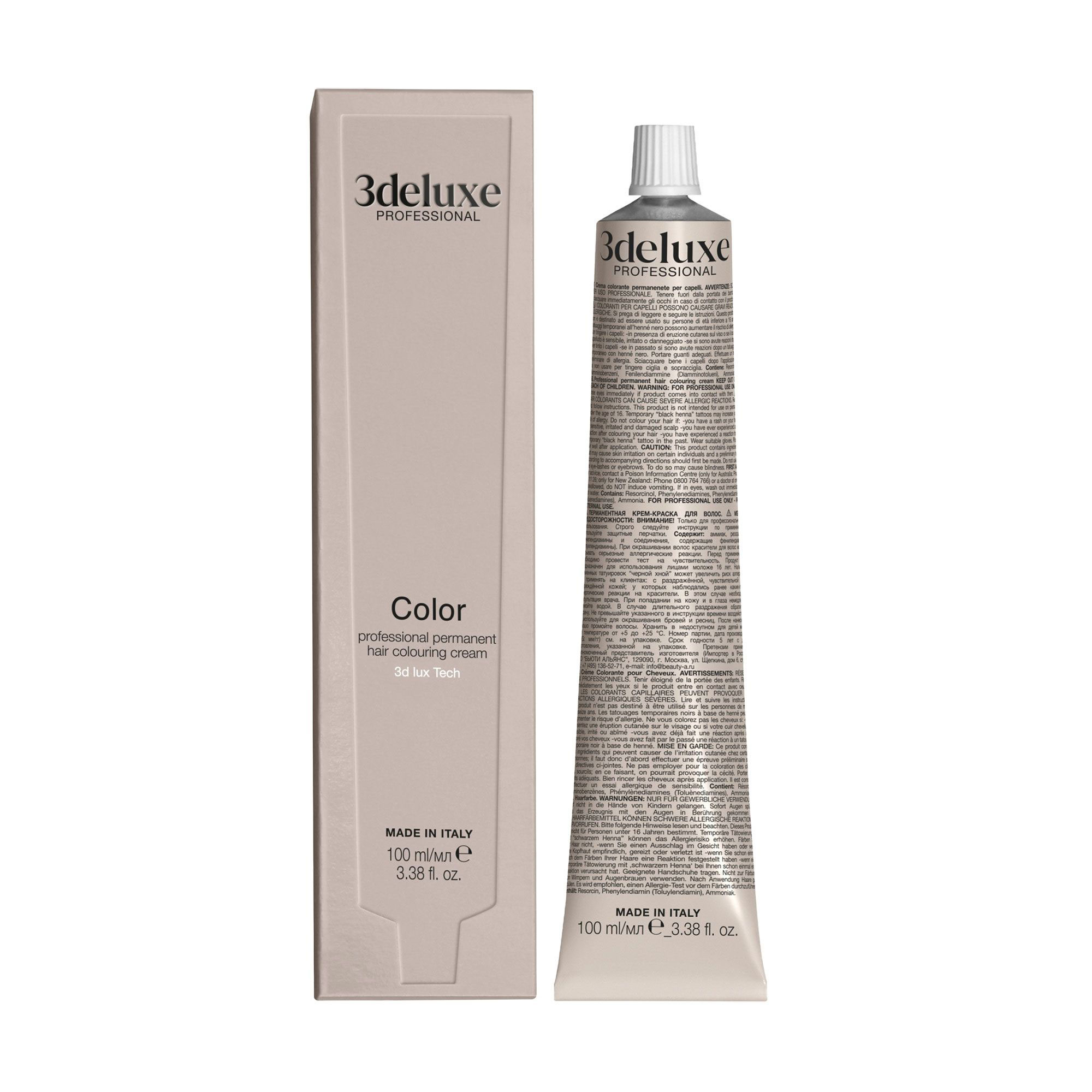 Перманентна крем-фарба для волосся 3DeLuXe Tech Hair Colouring Cream 6.12 Dark Ash Iridescent Blonde, 100 мл